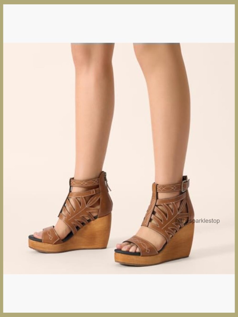 Women's Wedge Sandals with Back Zipper, Comfortable Open Toe Platform Heels - Picture 2 of 7